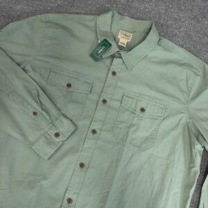 LL Bean Shirt Men XL Faded Sage Green Riverton Ripstop Long Sleeve Button NEW